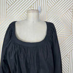 Eloquii Puff Sleeve Scoop Neck Tie Waist Dress Black Size 14 Photo 2