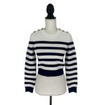 Generation Love White and Blue Striped Janice Cropped Sweater Photo 1