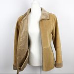 Guess VTG Shearling 100% Leather Patchwork Tan Full zip Jacket Size Small Photo 1