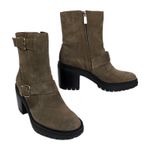 Kenneth Cole  Rhode Heeled Boot Taupe Suede Leather Buckle Polar Grip Women's 10 Photo 0