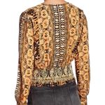 Free People  Wild & Free Boho V Neck Long Sleeve Cropped Blouse Top Size Large‎ Photo 1