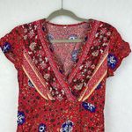 V Neck Short Wrap Swing Fit and Flare Dress in Red Sz Small Photo 1