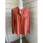 Worth Women’s 100% Leather Button Down Long Sleeve Blouse Orange Rustic 16 Photo 10