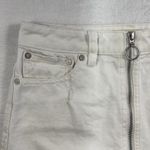 Anthropologie We The Free People Sz 25 Zip It Up Mini Denim Skirt White Distressed Frayed Hem Photo 4