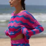 Beach Riot  Pink and Blue Wave Balboa Sweater Small Photo 1