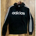Adidas  Sweatshirt Hoodie Black 3-Stripe‎ Logo Stitched Women's Sz Small EUC Photo 1