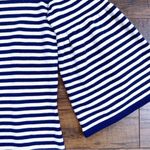 Sail To Sable • Striped Bell Sleeve Dress sweater knit mini navy blue white Photo 4