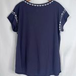 Pure Jill NWT Embroidered Cap Sleeve Gray Cotton Tencel Top Size Medium Photo 1