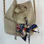 Navy Polka Dot Bow Keychain Purse Charm with Charms Blue Photo 4