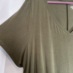Lane Bryant  Olive Green V Neck Flowy Tee Shirt 22/24 Short Sleeve NWT Photo 3