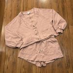 Mable Cardigan Set Haley Crop Womens Large Rose Shorts Pockets Lounge Casual Pink Photo 1