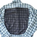 LF new Mel C ㋛ Sheer Panel Plaid Flannel ㋛ Shirt Jacket Shacket Academia ㋛ Blues Photo 7