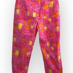 Lilly Pulitzer VINTAGE  Pink Yellow fun monkey Print Pants size 10 cropped cotton Photo 1