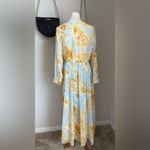 Alexa B Nites Blue & Yellow Floral Sparkle Dress, Size 8 Photo 4