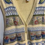 Vintage Grannycore Embroidered Garden Knit Sweater Vest XL Yellow Photo 1