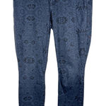 CAbi Size 12 Jeans Skinny All Over Printed Navy Blue Mid Rise Stretch 1636 Photo 0