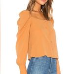 Line and Dot NWT  Thea Square Neck Blouse Caramel Puffed Sleeves Size Medium Photo 2