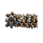 Silver Copper Tone Seed Bead Bracelet Metallic Button Clasp Cuff 6.5" 7.25" Photo 2