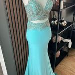 Homecoming or prom dress mint green size 0 fancy with rhinestones sleeveless lon Photo 0