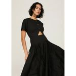 Bibhu Mohapatra Collective Dress Womens‎ 8 Black Cutout Fringe Poplin Midi Photo 2