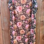 Vintage Floral Layered Maxi Dress with Pink and Brown Roses Women’s Size XL Photo 0