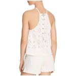 Free People  White Relaxed Eyelet Lace-up Tank Top Photo 2