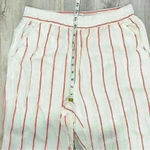 C&C California  100% White Striped Linen Pull On Pants Tapered Leg Casual Size M Photo 4