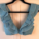 Lilly Pulitzer ‎ Blue White NWOT Women’s Aelin Crinkle Gingham Bikini Top Size 10 Photo 0