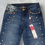 Pepe Jeans Vtg Y2K Deadstock  Low Rise‎ Flare Riveted Grommet Buckle Back Sz 24 Photo 1