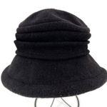 Parkhurst 100% Wool Black Lauren Brim Cloche Bucket Ribbed OSFM Black Photo 0