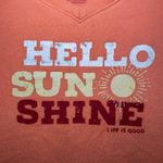 Life is Good Orange "Hello Sunshine" V-Neck Lightweight Sweatshirt Women's Small Photo 1