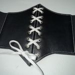 Corset Belt Womens Medium Large Black Lace Up Snap Back Pirate Goth Whimsigoth Photo 1