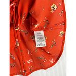 ASTR Tawnia Surplice Blouse Medium Red Floral Flutter Sleeve Peplum Wrap Tie Photo 3