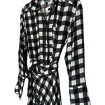 MARRISA WEBB Women's Black & White Gingham Plaid Wrap Midi Dress Size Medium Photo 2