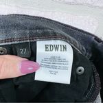 Edwin Bree Slim Straight Leg Jeans in Faded Black Wash with Raw Hem Size 27 Photo 9