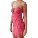 Urban Outfitters  Cherry Bright Mesh Mini Dress UO Size Small Stretchy Bodycon Photo 5