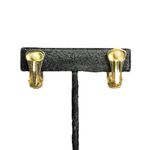 Roman Gold Tone Black Crystal Rhinestone Earrings Half Hoop Huggie Clip On Glam‎ Photo 5