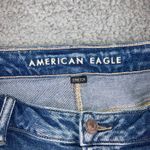 American Eagle Mom Jeans Women 16 Distressed High Rise Stretch Medium Acid Wash Blue Photo 6