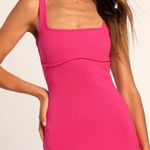 Lulu’s Hot Pink Ribbed Knit Mini Dress Size XS Photo 0