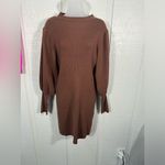 AVANTLOOK Bubble Sleeve Slim Knit Brown Sweater Dress Size Large NWT Photo 1
