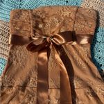 Yves vintage golden coppery strapless lace dress w/handkerchief hem. Size M. Gold Size M Photo 5