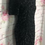vintage black silk sequins short sleeve cocktail party sheath dress Size 4 Photo 1