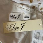 Eliza J One Shoulder Sparkly Polka Dot A-Line Evening Gown White and Gold SZ 12 Photo 9