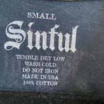 Sinful  Grey Faded Black Distressed Y2K Roses Short Sleeve Tee Size Small Photo 2