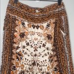 Anthropologie  Brown and Cream Floral Cropped Pants Photo 4
