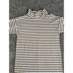 Anthropologie  WHIT Brown Ivory Funnel Neck Dress L Midi Striped Cotton Lagenlook Photo 12