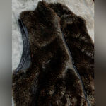 Tart Collections Faux Fur Vest with Leather Trim Chocolate Brown Women’s Small Photo 6