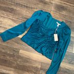 Hutch Nwt  satin Alra top teal emerald Rare $248 spring evening party anthro Photo 1