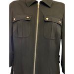 Michael Kors Black Utility Shirt Dress Zip Front Pockets 3/4 Sleeve Size 8 Photo 2