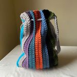 Handmade Colorful Crochet Bucket Bag Rainbow Striped Crossbody Hobo Festival NWT Green Photo 3